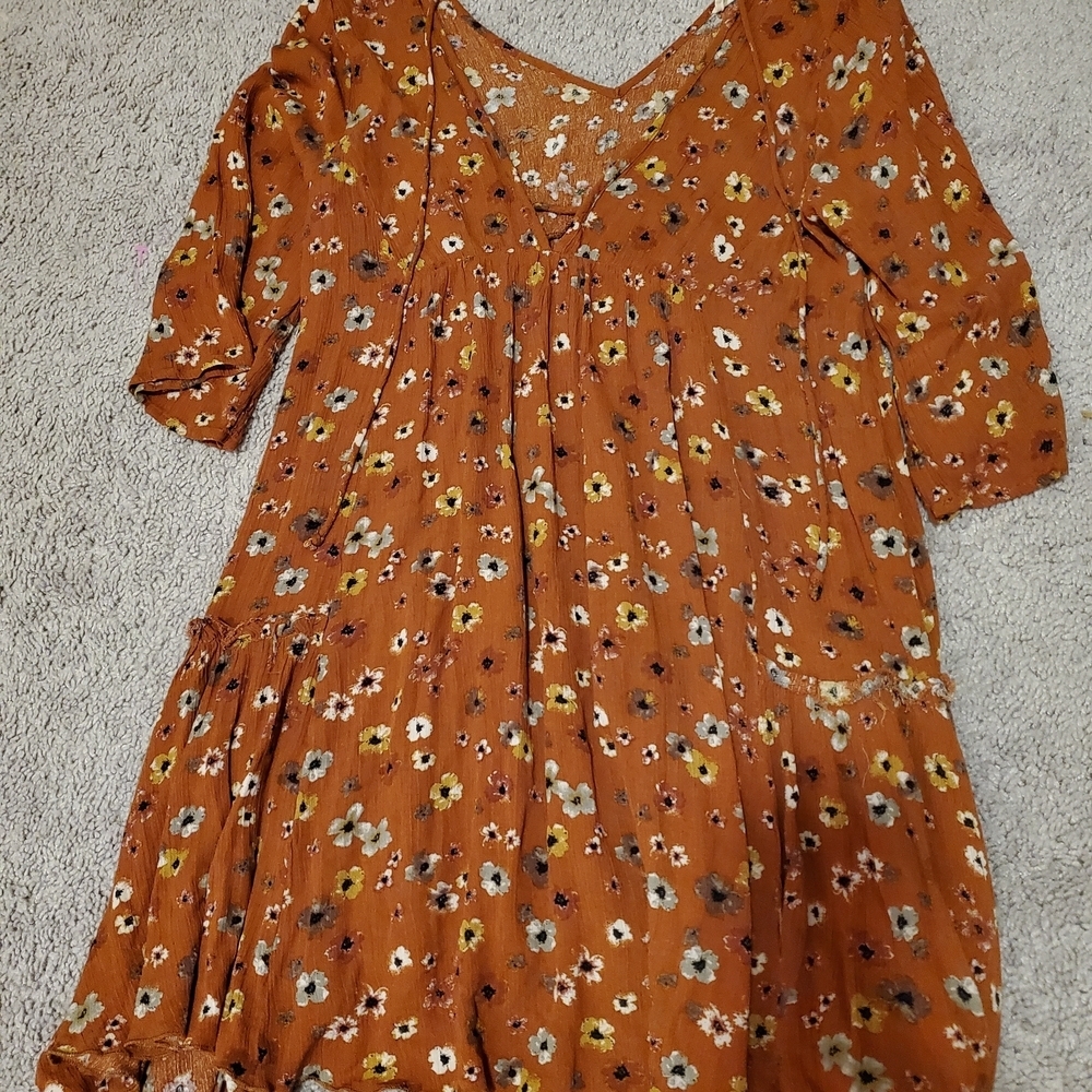 Millibon Floral Mini Dress in Orange and White